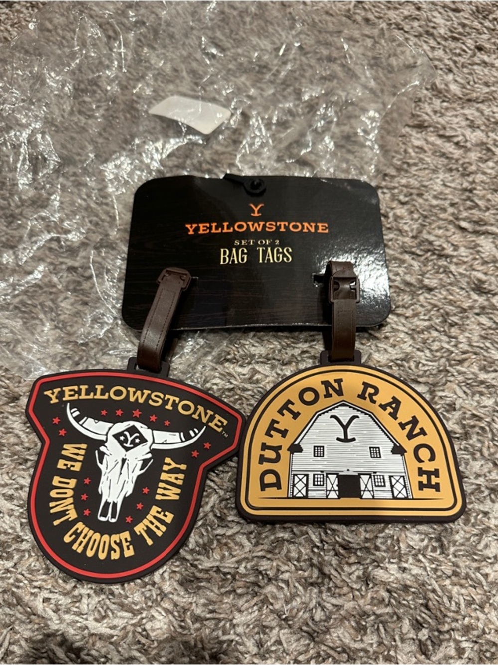 Yellowstone Dutton Ranch Set of 2 Bag Tags – Black, Red, Tan